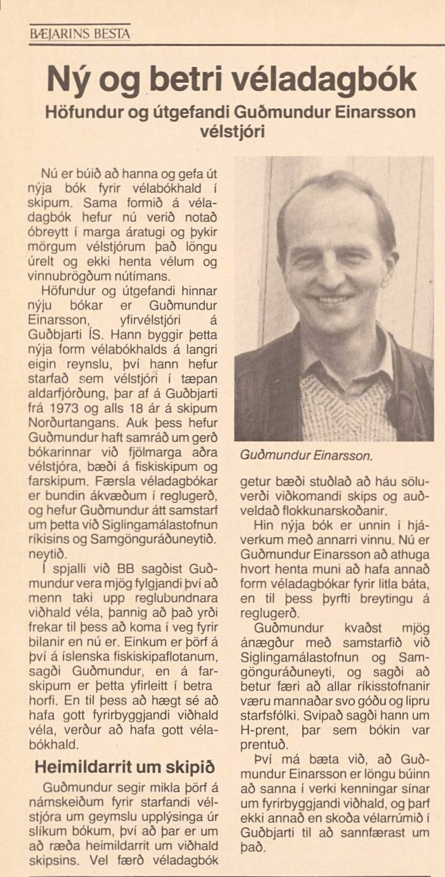 Umfjöllun um Véladagbók árið 1986